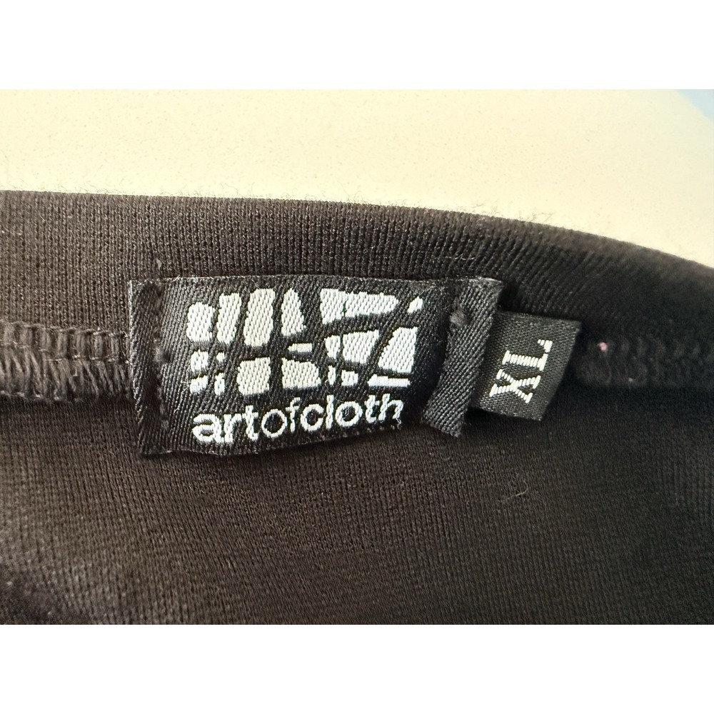 Art of Cloth Women Cardigan Jacket XL Black Abstract Draped‎ Open Front Made USA - Picture 8 of 9